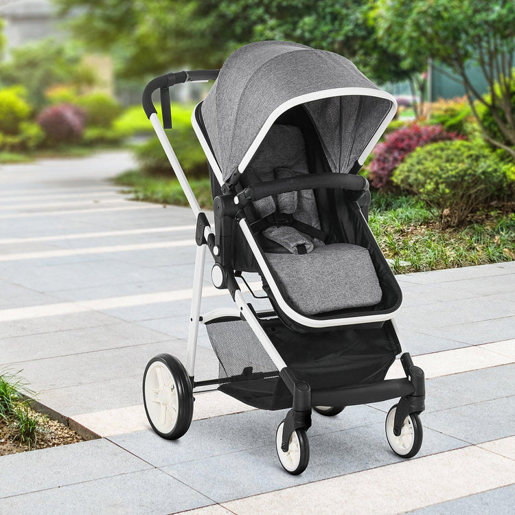 Passeggino Leggero per Bambini Pieghevole Reclinabile Grigio