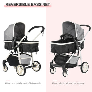 Passeggino Leggero per Bambini Pieghevole Reclinabile Grigio