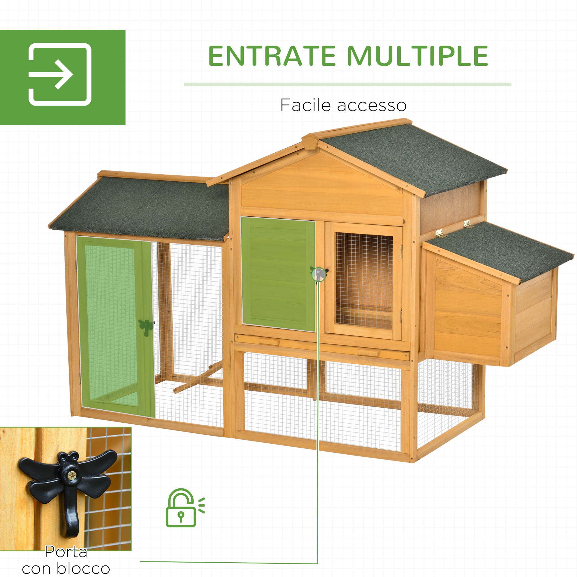 Pollaio Gabbia per Galline 168x75x103 cm con Area Aperta