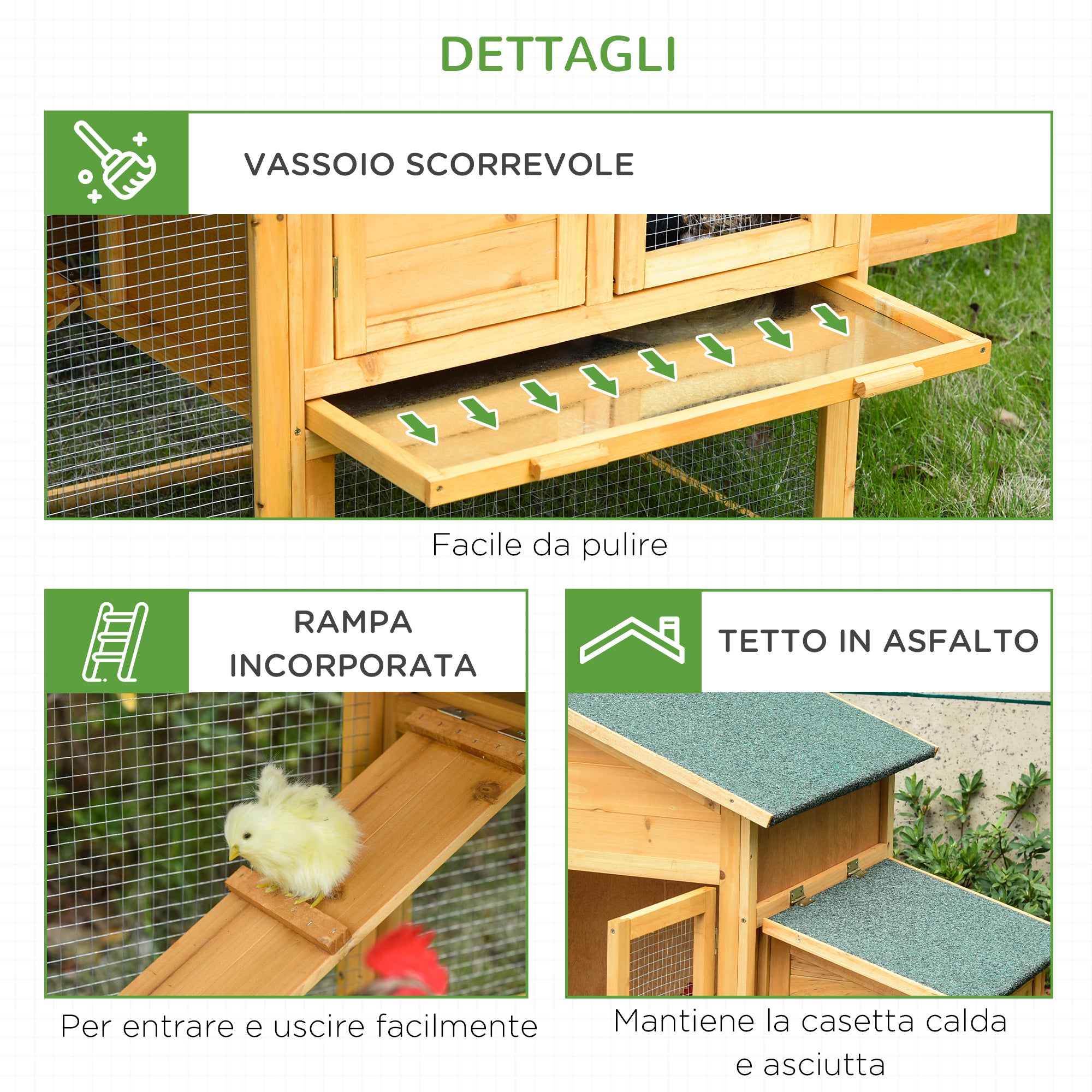 Pollaio Gabbia per Galline 168x75x103 cm con Area Aperta