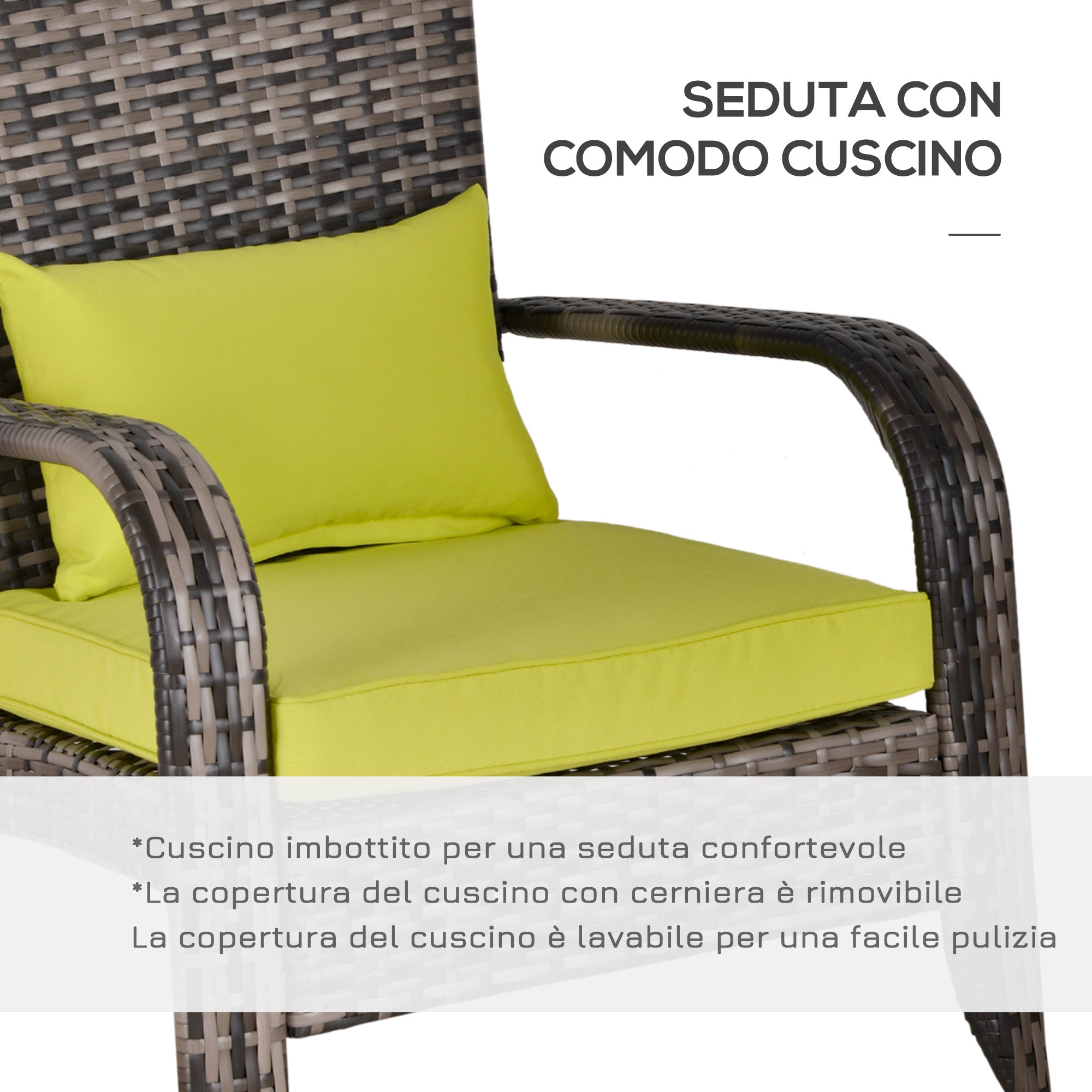 Poltrona da Giardino 65x86x90 cm in Rattan Sintentico Grigia