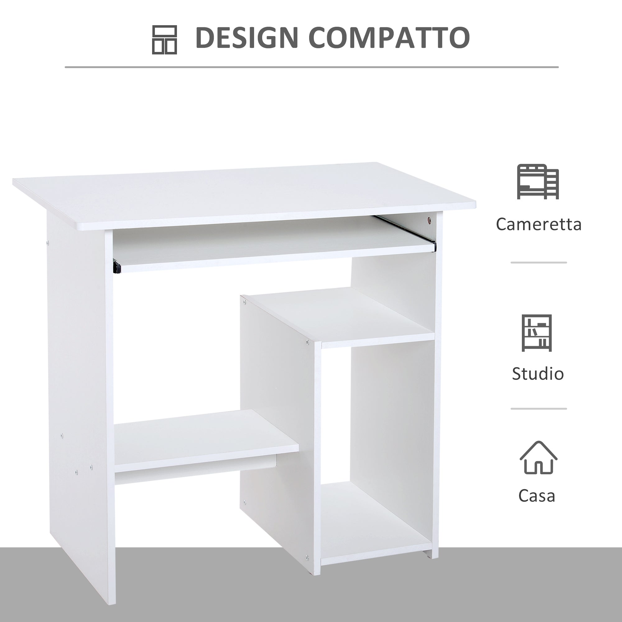 Scrivania da Ufficio Compatta 80x45x75 cm in Legno Bianco