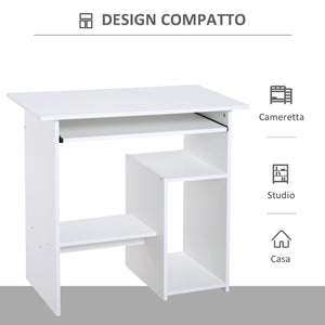 Scrivania da Ufficio Compatta 80x45x75 cm in Legno Bianco