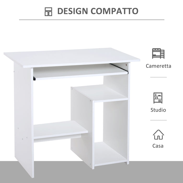 Scrivania da Ufficio Compatta 80x45x75 cm in Legno Bianco