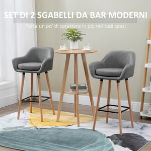 Set 2 Sgabelli da Bar 55x48x100 cm in Tessuto Grigio