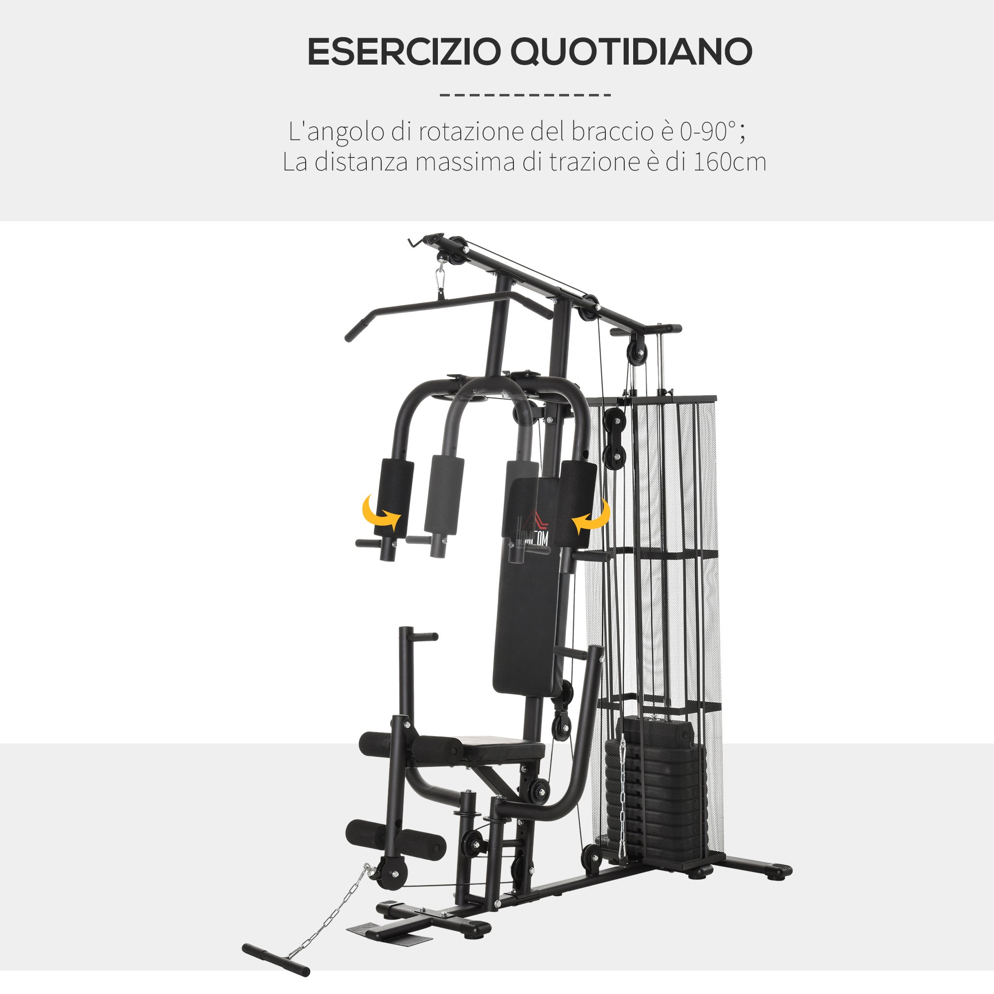 Stazione Fitness Palestra Multifunzione in Acciaio Nero