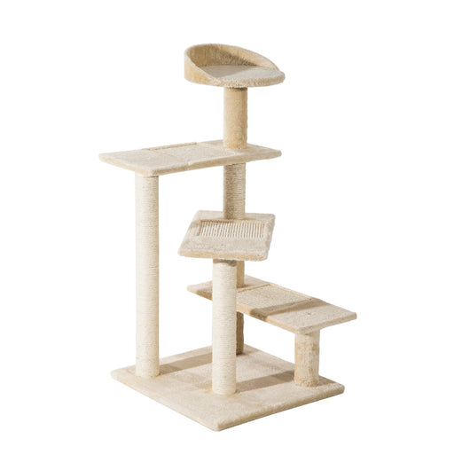 Albero Tiragraffi per Gatti 50x50x100 cm in Sisal e Peluche Beige