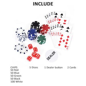 Set 300 Fiches da Poker 2 Mazzi di Carte e Pulsante Dealer con Valigetta