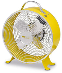 Ventilatore da Terra Ø20 cm 4 Pale in Metallo Design Vintage Giallo