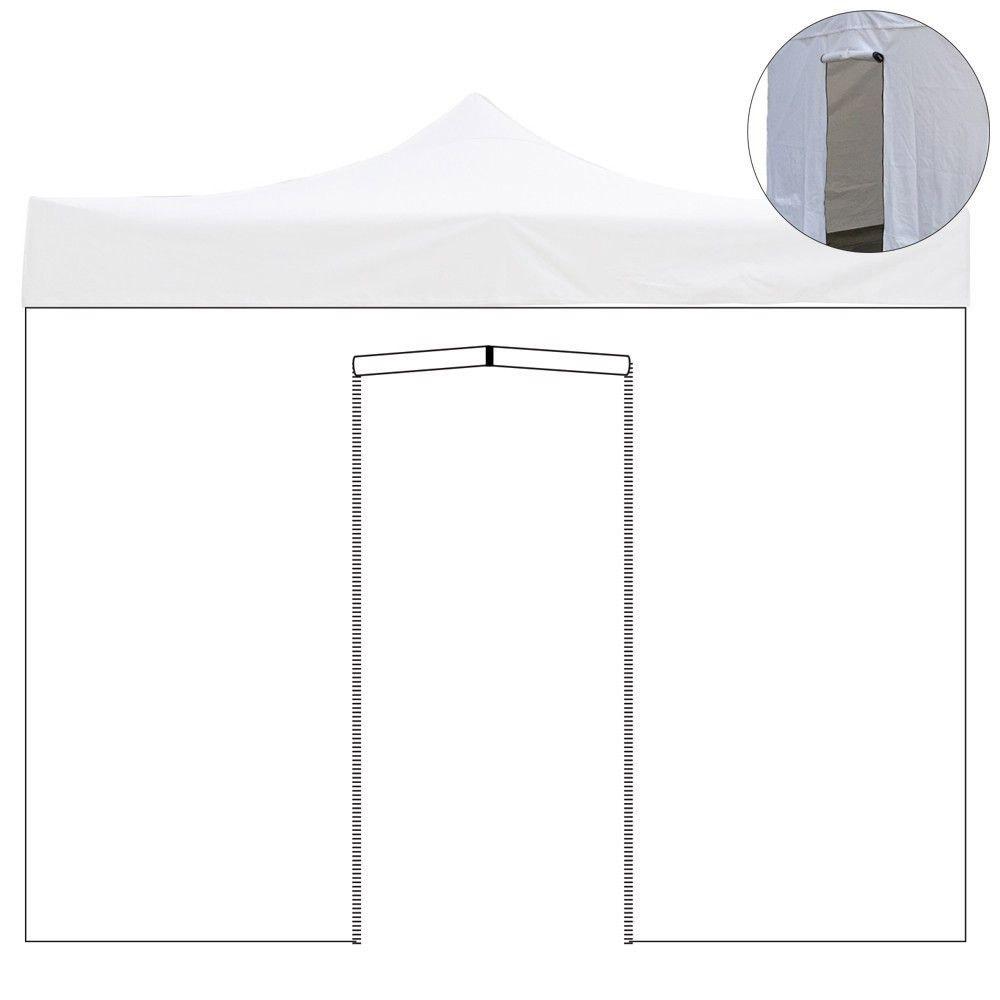 Telo di Ricambio Laterale per Gazebo Pieghevole 6x2m Impermeabile con Porta Avvolgibile Bianco