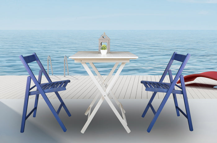 Set 4 Sedie Pieghevole 47,5x42,5x45/79 cm in Legno di Faggio FSC Blu