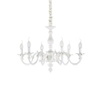 Lampadario Shabby Chic-Provenzale Justine Metallo Bianco 6 Luci E14