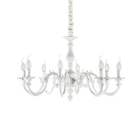 Lampadario Shabby Chic-Provenzale Justine Metallo Bianco 8 Luci E14