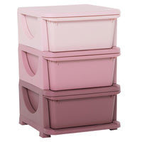 Cassettiera per Cameretta 3 Cassetti 37x37x56,5 cm in Plastica Rosa