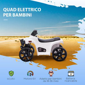 Mini Quad Elettrico per Bambini 6V Nero Bianco