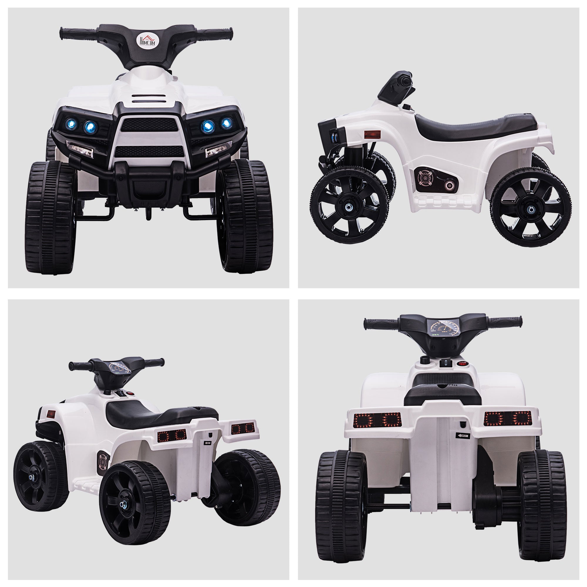 Mini Quad Elettrico per Bambini 6V Nero Bianco