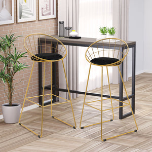 Set 2 Sgabelli Alti da Bar 52,5x47x97 cm in Metallo Oro