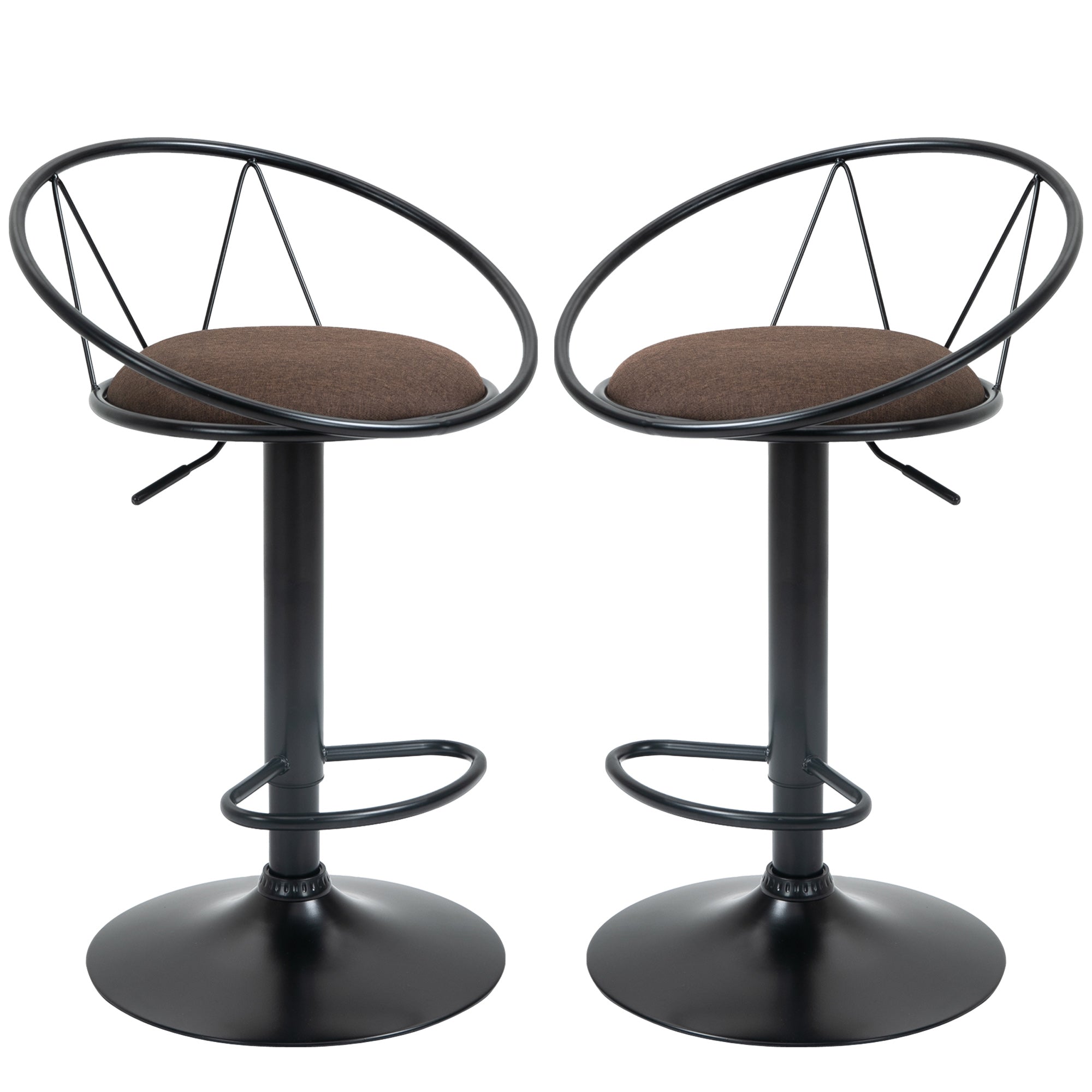 Set 2 Sgabelli da Bar 51x46x78/100 cm in Metallo Nero e Marrone