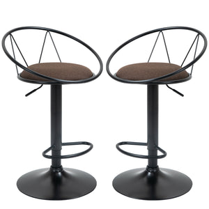 Set 2 Sgabelli da Bar 51x46x78/100 cm in Metallo Nero e Marrone