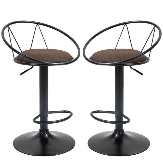 Set 2 Sgabelli da Bar 51x46x78/100 cm in Metallo Nero e Marrone