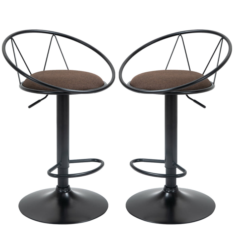 Set 2 Sgabelli da Bar 51x46x78/100 cm in Metallo Nero e Marrone