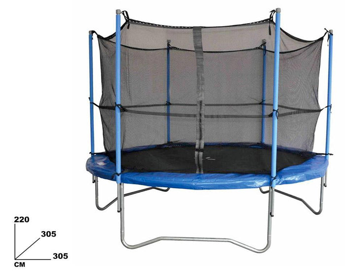 Trampolino Tappeto Elastico per Bambini Ø3,05m in Acciaio Blu e Nero