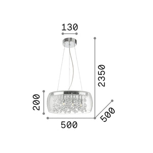 Sospensione Moderna Audi-80 Metallo Fumè 8 Luci G9 3W 3000K Luce Calda