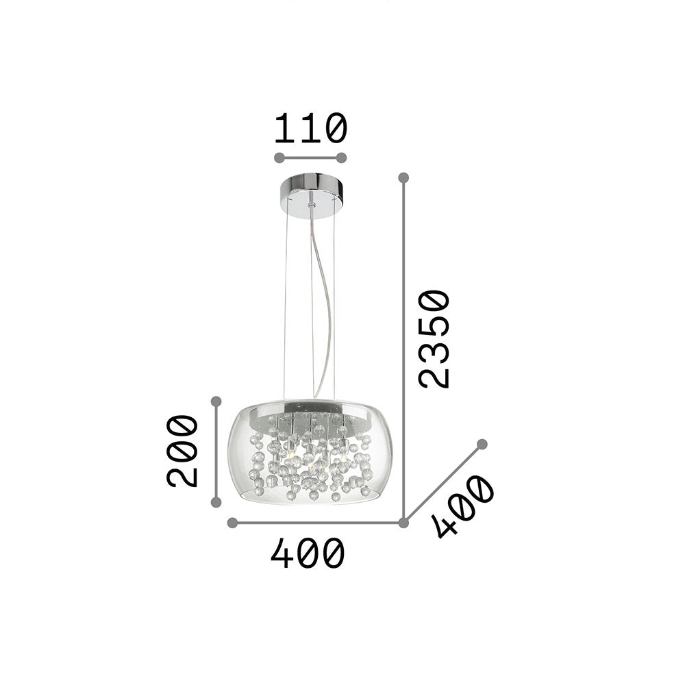 Sospensione Moderna Audi-80 Metallo Fumè 5 Luci G9 3W 3000K Luce Calda