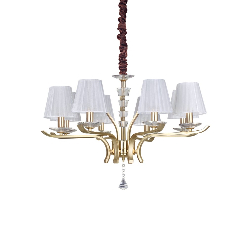 Lampadario Classico Pegaso Metallo Ottone 8 Luci E14