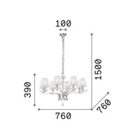 Lampadario Classico Pegaso Metallo Ottone 8 Luci E14