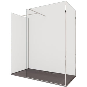 Box Doccia Parete Walk-In 100x70x100 cm 3 Lati in Cristallo Trasparente 8 mm H195 Bonussi Three