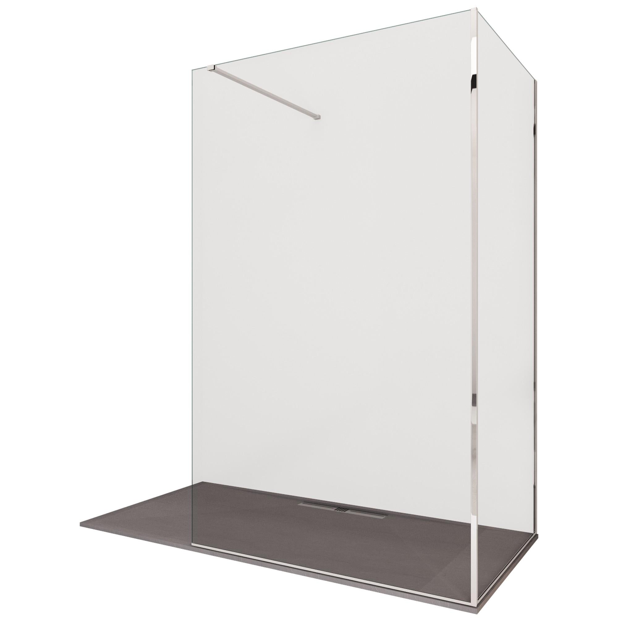 Box Doccia Parete Walk-In 80x90 cm 2 Lati in Cristallo Trasparente 8 mm H195 Bonussi Aurore