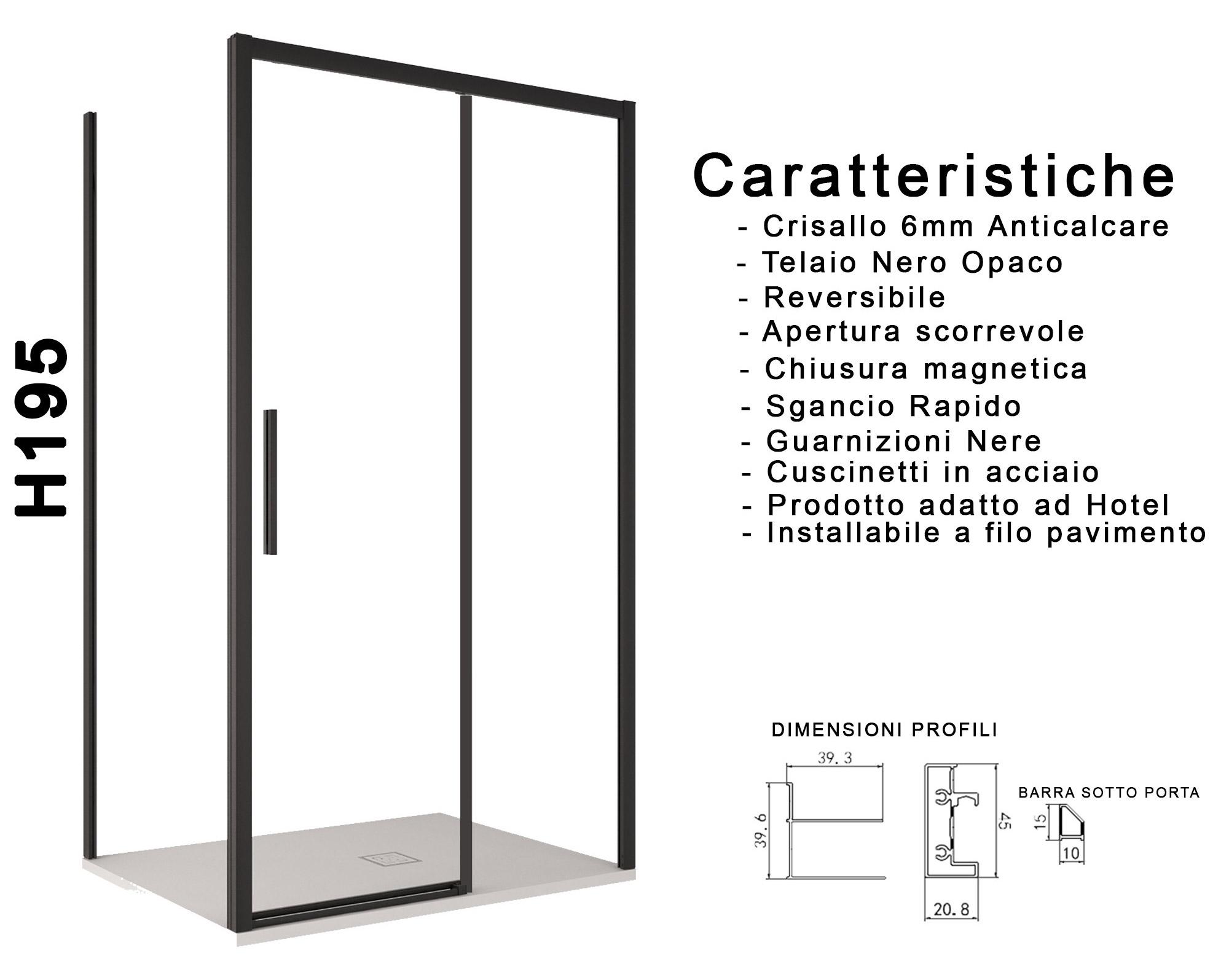 Box Doccia Angolare 70x110 cm 1 Anta Scorrevoe in Cristallo Trasparente 6mm H195 Bonussi Eliane