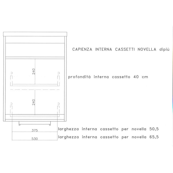 Mobile Lavatoio Sospeso 50,5x50,5x56 cm 1 Cassetto Montegrappa Novella Dipiù Tortora