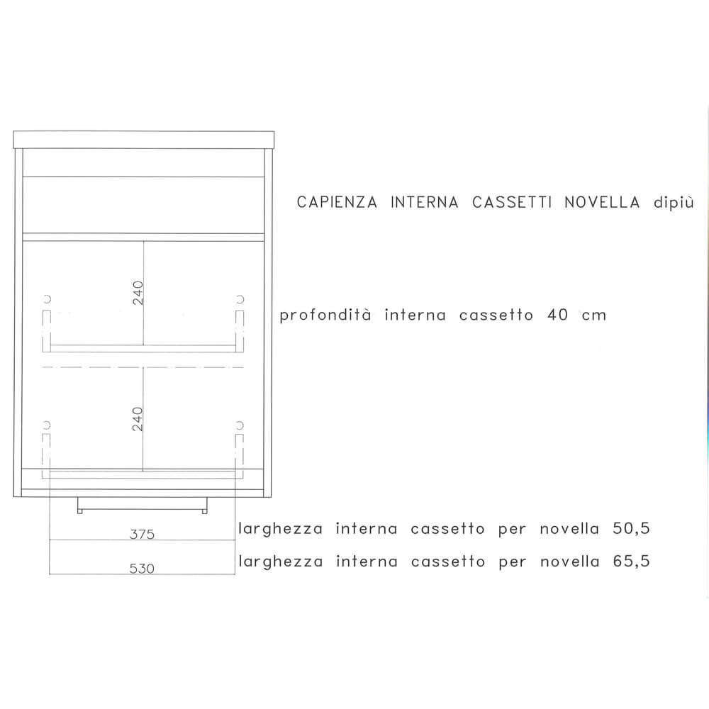 Mobile Lavatoio Sospeso 65,5x50,5x56 cm 1 Cassetto Montegrappa Novella Dipiù Bianco