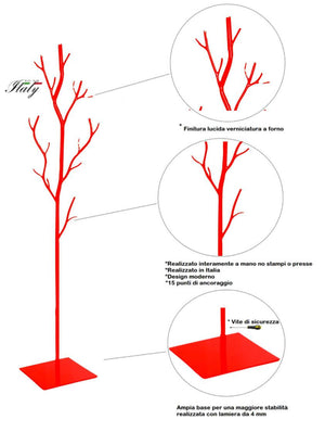 Appendiabiti da Terra 33x33x178 cm in Ferro Battuto Vasconi Salice Rosso