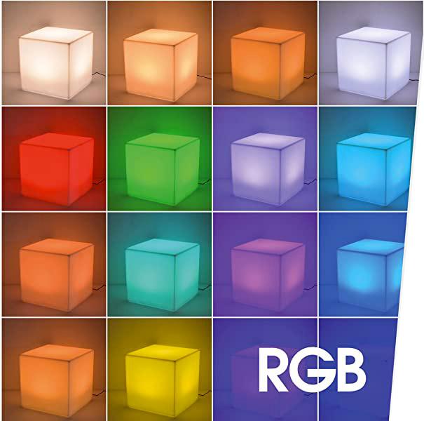 Cubo Luminoso da Giardino a LED 40x40 cm in Resina 5W Cube Multicolore