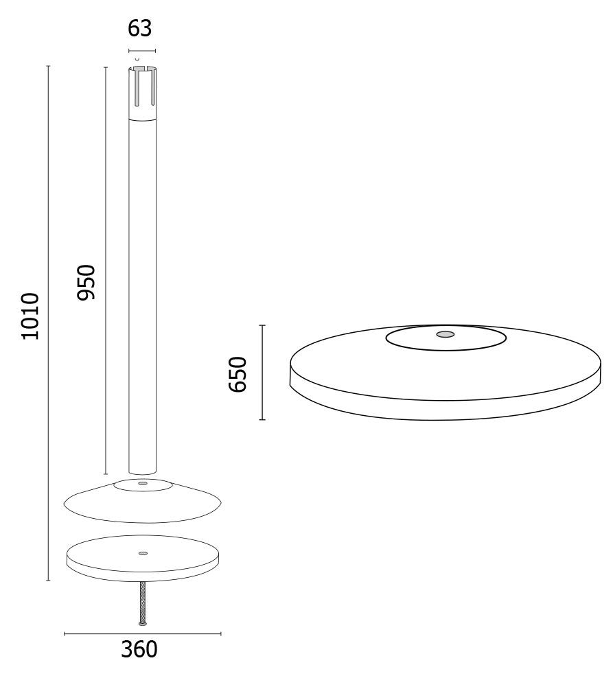 Colonnina in Acciaio Inox Spazzolato Ø36x101 cm Senza Nastro