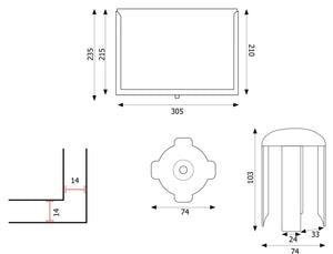 Porta Avvisi per Colonnina A4 Orizzontale in ABS e Metallo Nero con Plexiglass Trasparente