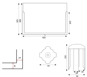 Porta Avvisi per Colonnina A3 Orizzontale in ABS e Metallo Nero con Plexiglass Trasparente