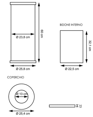 Cestino Gettacarte Ø25,8 cm in Metallo Nero Opaco 12L con Coperchio Conico