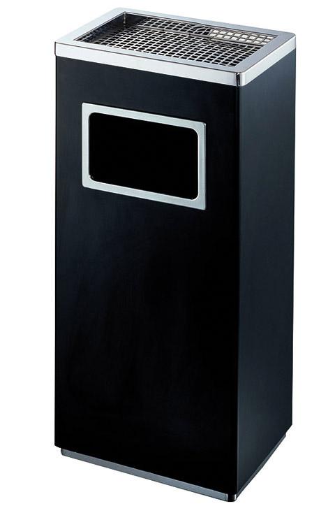 Cestino Gettacarte Posacenere 32x60,4x24,1 cm in Metallo Nero Opaco 16L per Interno Esterno