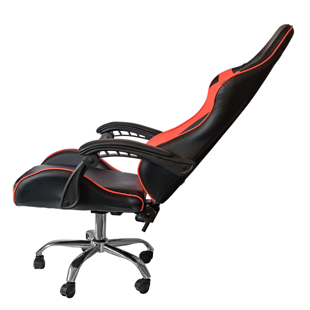 Sedia da Gaming Ergonomica 64x53x122-133 cm con Supporto Lombare e Poggiatesta in Similpelle Rossa