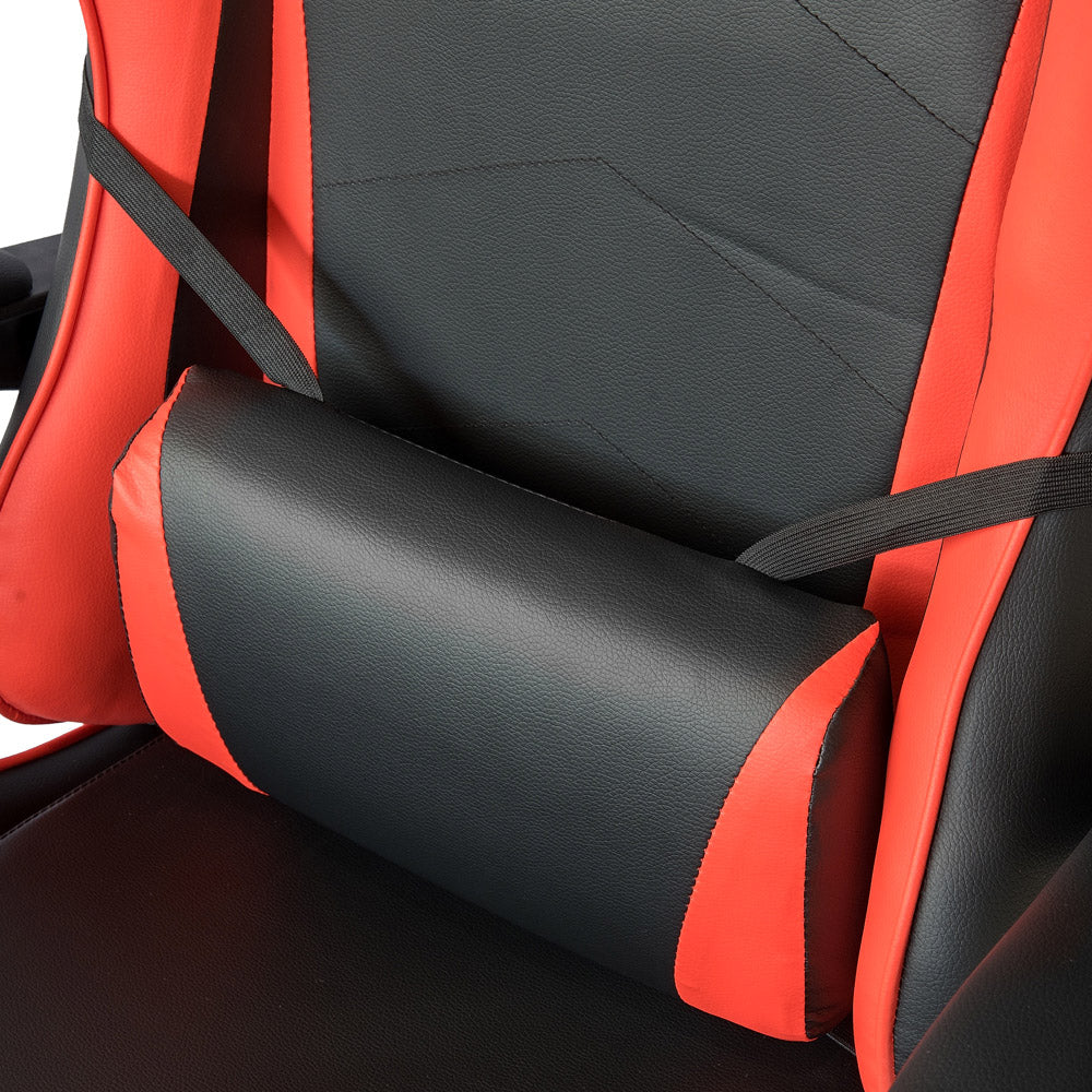 Sedia da Gaming Ergonomica 64x53x122-133 cm con Supporto Lombare e Poggiatesta in Similpelle Rossa