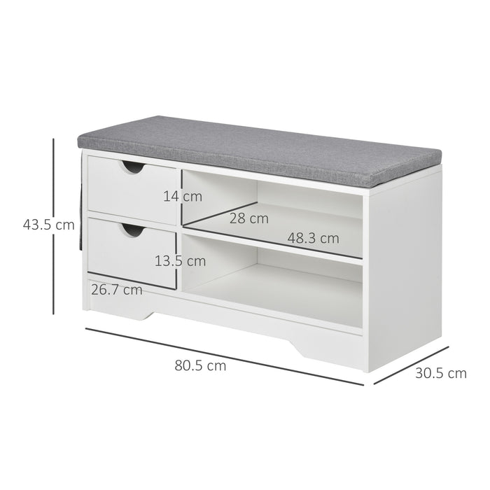 Scarpiera Salvaspazio in Legno Capacità 4 Paia 80.5 x 30.5 x 43.5 cm Bianca