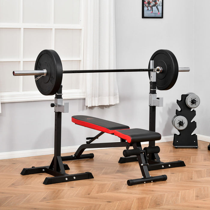 Set 2 Supporti Bilanciere Capacità 110Kg 55x57x105-170 cm Nero