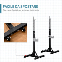 Set 2 Supporti Bilanciere Capacità 110Kg 55x57x105-170 cm Nero