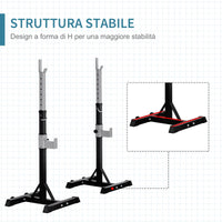 Set 2 Supporti Bilanciere Capacità 110Kg 55x57x105-170 cm Nero