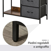 Cassettiera Multiuso con 3 Cassetti in Tessuto 80x29x71 cm Marrone