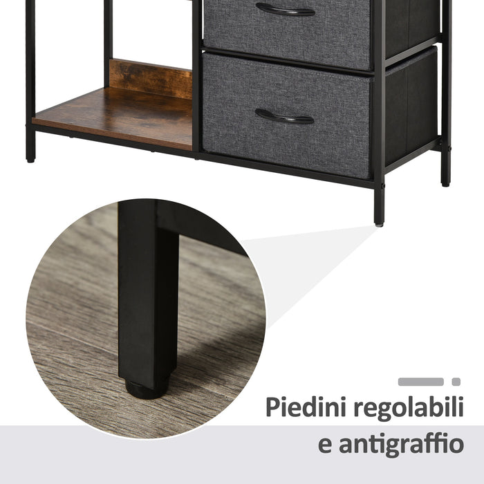 Cassettiera Multiuso con 3 Cassetti in Tessuto 80x29x71 cm Marrone